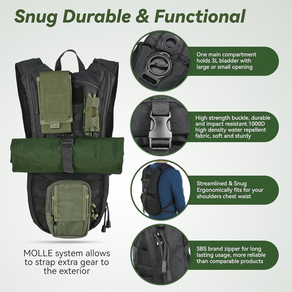 Streamlined Tactical Hydration Backpack With 2 Po… - image 3
